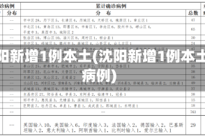 沈阳新增1例本土(沈阳新增1例本土病例)