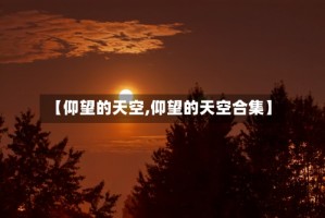 【仰望的天空,仰望的天空合集】