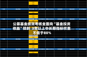 公募基金绩效考核全面向“基金投资收益”倾斜  3年以上中长期指标权重不低于80%