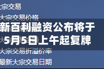 新百利融资公布将于5月5日上午起复牌