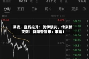 深夜，直线拉升！美伊谈判，传来新变数！特朗普宣布：取消！