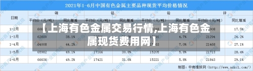 【上海有色金属交易行情,上海有色金属现货费用网】-第1张图片