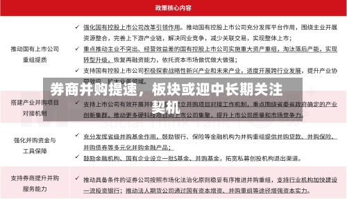 券商并购提速，板块或迎中长期关注契机-第1张图片
