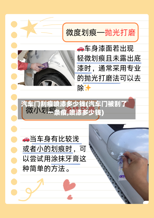 汽车门刮痕喷漆多少钱(汽车门被刮了一条痕,喷漆多少钱)-第1张图片