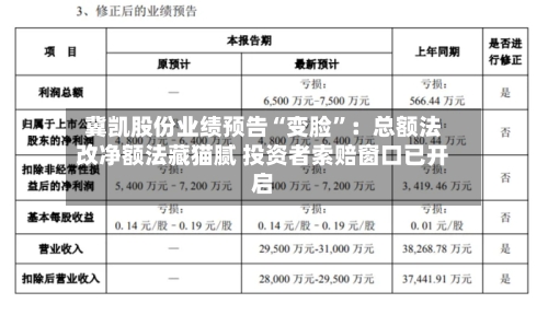 冀凯股份业绩预告“变脸”：总额法改净额法藏猫腻 投资者索赔窗口已开启-第1张图片