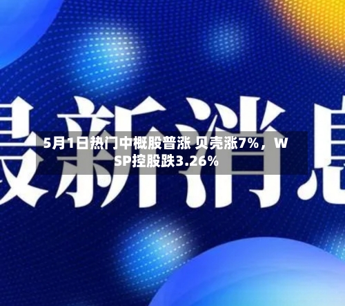 5月1日热门中概股普涨 贝壳涨7%，WSP控股跌3.26%-第1张图片