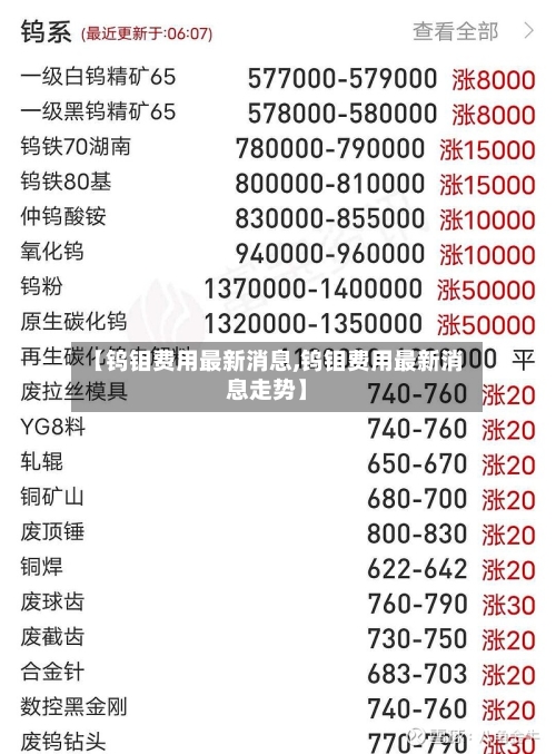【钨钼费用最新消息,钨钼费用最新消息走势】-第2张图片